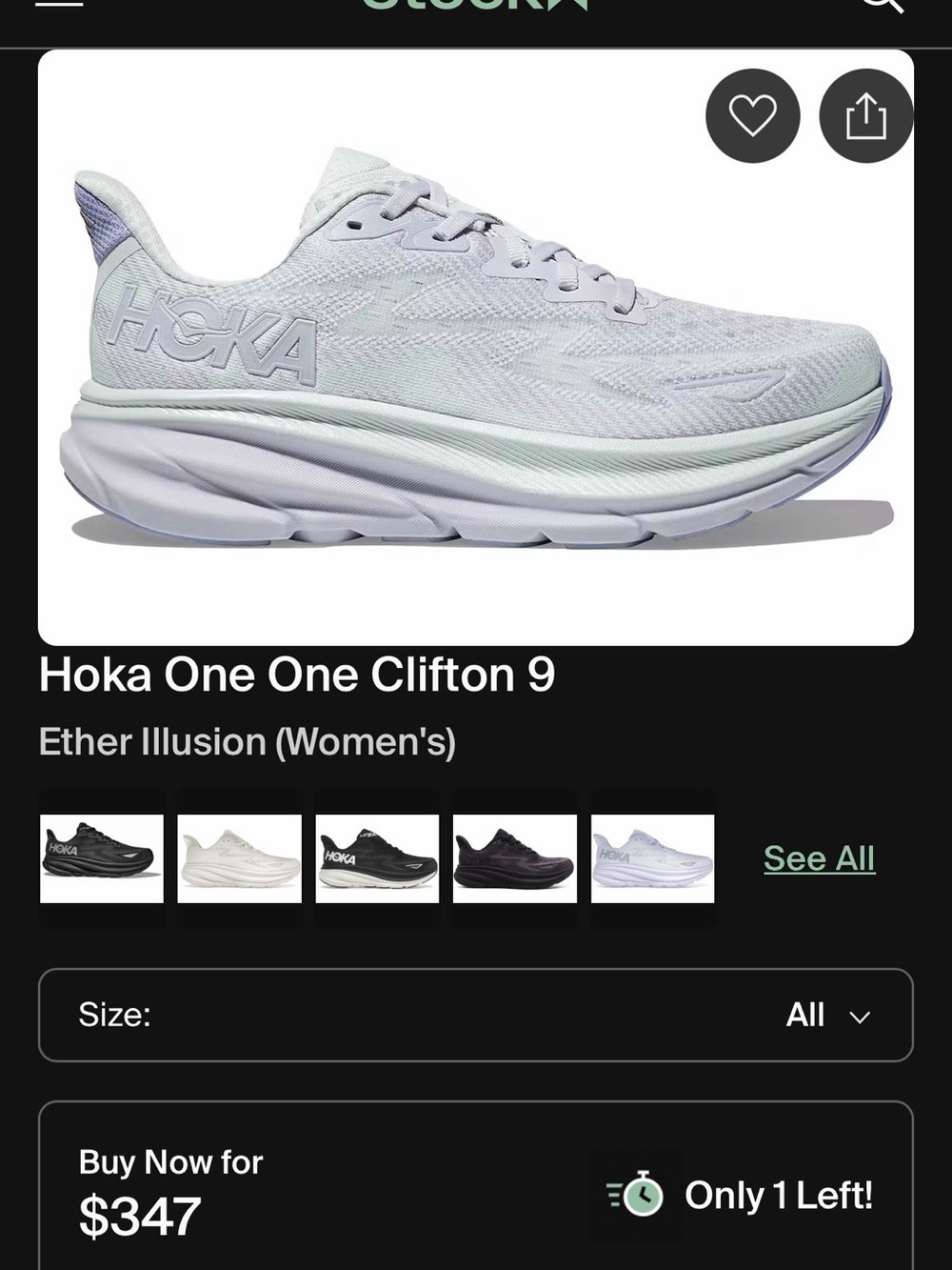 Hoka Clifton 9 in Ether Illusion Mint/White